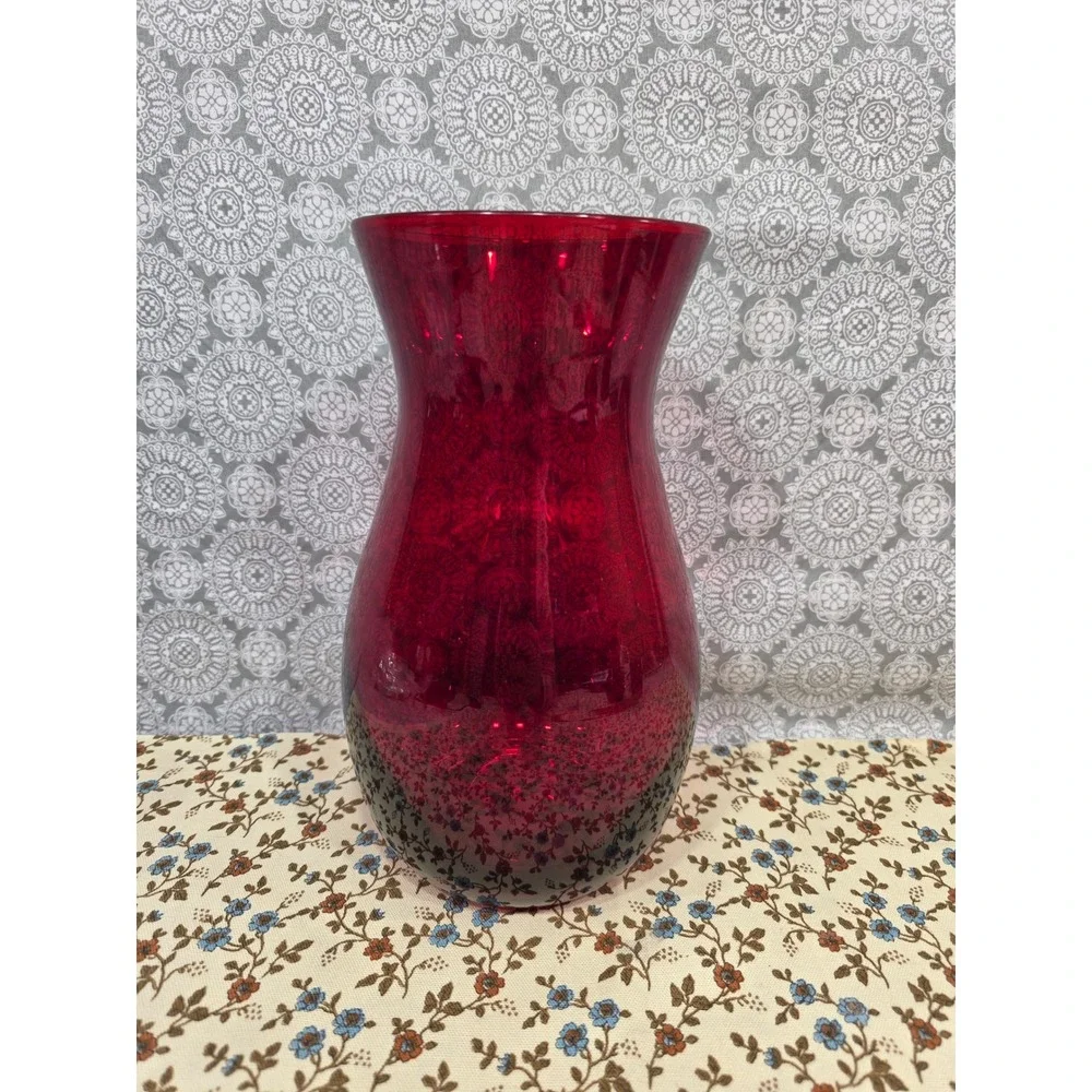 Ruby Red Glass Vase Candle Holder Set of 3‎ Bud Vases Home Decor Floral Accent